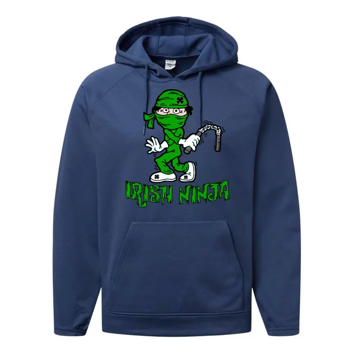 Irish Ninja St. Patricks Day Funny Performance Fleece Hoodie