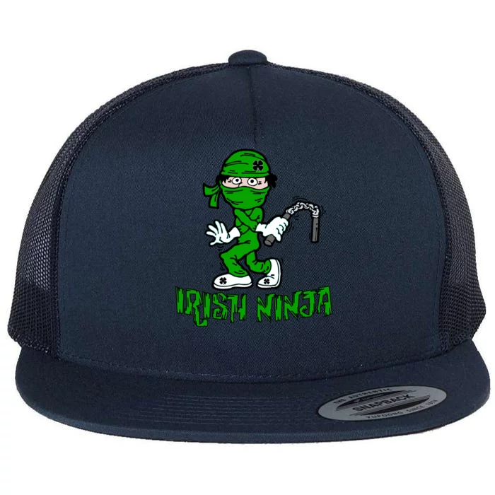 Irish Ninja St. Patricks Day Funny Flat Bill Trucker Hat