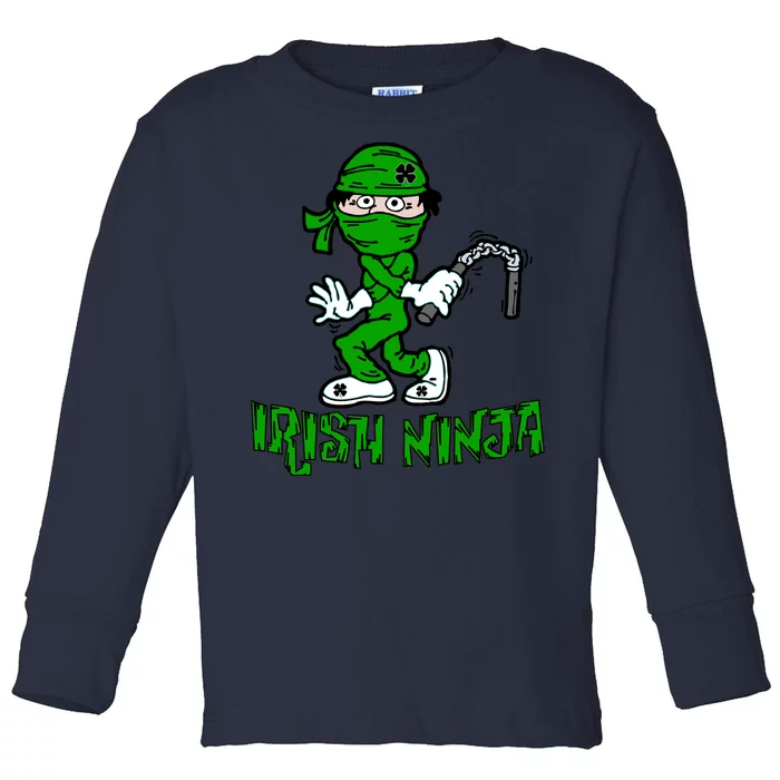 Irish Ninja St. Patricks Day Funny Toddler Long Sleeve Shirt