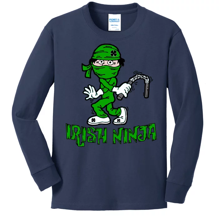 Irish Ninja St. Patricks Day Funny Kids Long Sleeve Shirt