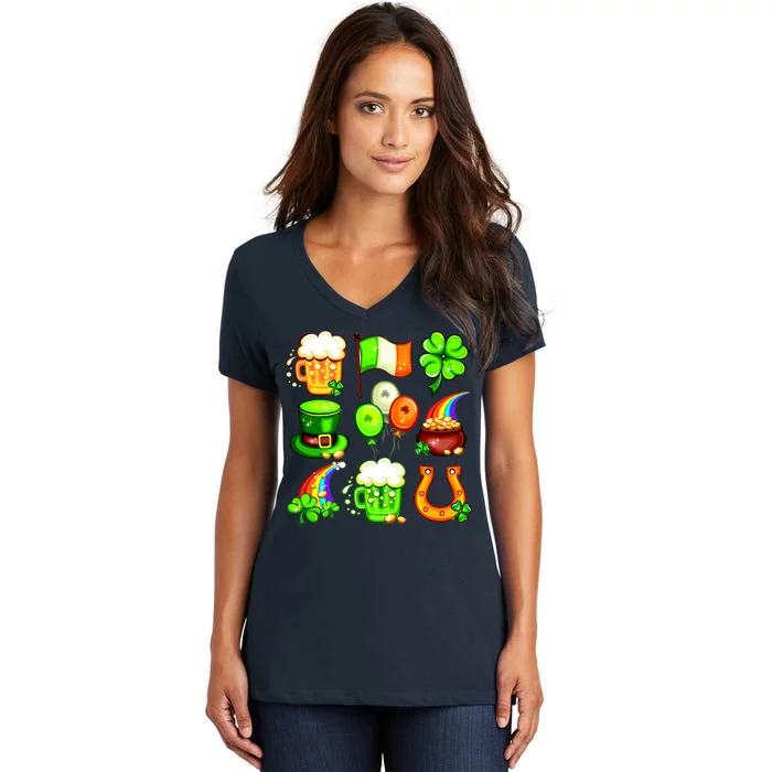 Irish Party Favors Festive St. Patrick's Day Mashup Women's V-Neck T-Shirt