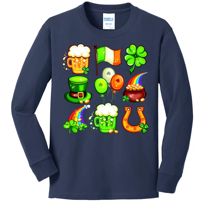 Irish Party Favors Festive St. Patrick's Day Mashup Kids Long Sleeve Shirt