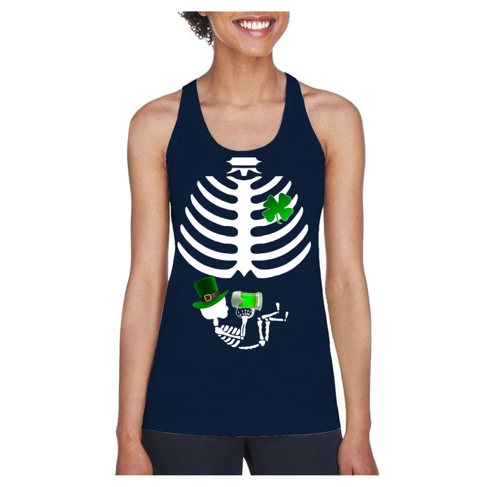 Irish Pregnant Skeleton Baby Beer Women's Racerback Tank