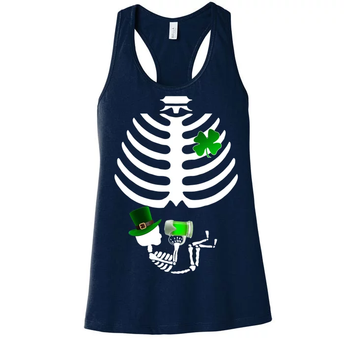 Irish Pregnant Skeleton Baby Beer Women's Racerback Tank