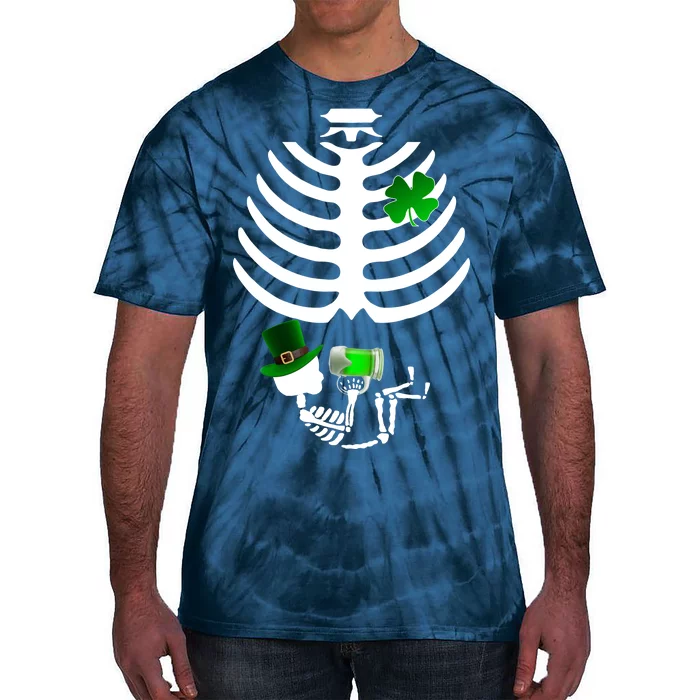 Irish Pregnant Skeleton Baby Beer Tie-Dye T-Shirt