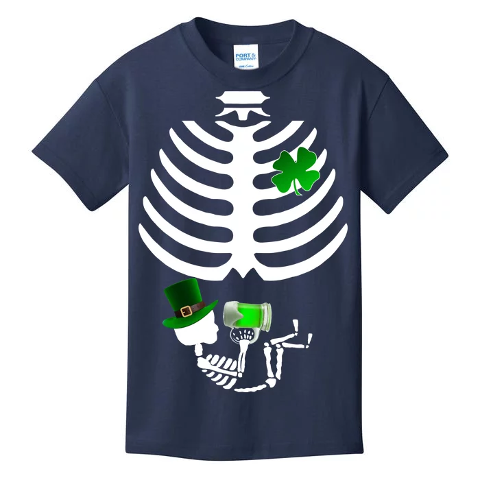 Irish Pregnant Skeleton Baby Beer Kids T-Shirt