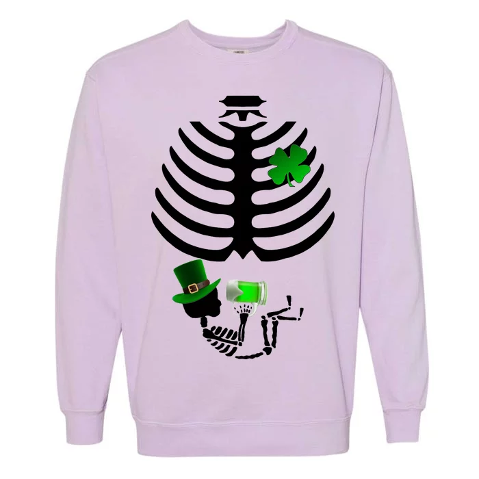 Irish Pregnant Skeleton Baby Beer Garment-Dyed Sweatshirt