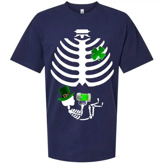 Irish Pregnant Skeleton Baby Beer Sueded Cloud Jersey T-Shirt