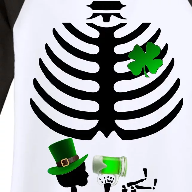 Irish Pregnant Skeleton Baby Beer Women's Tri-Blend 3/4-Sleeve Raglan Shirt