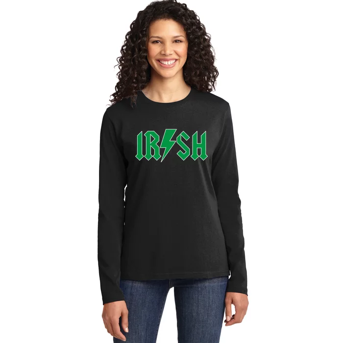 Irish Rocks Logo Music Parody St Patricks Day Ladies Long Sleeve Shirt