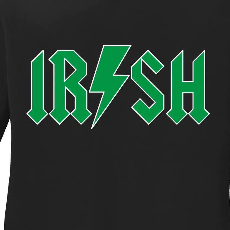 Irish Rocks Logo Music Parody St Patricks Day Ladies Long Sleeve Shirt