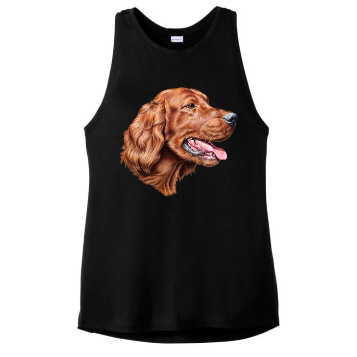 Irish Setter Portrait Ladies Tri-Blend Wicking Tank