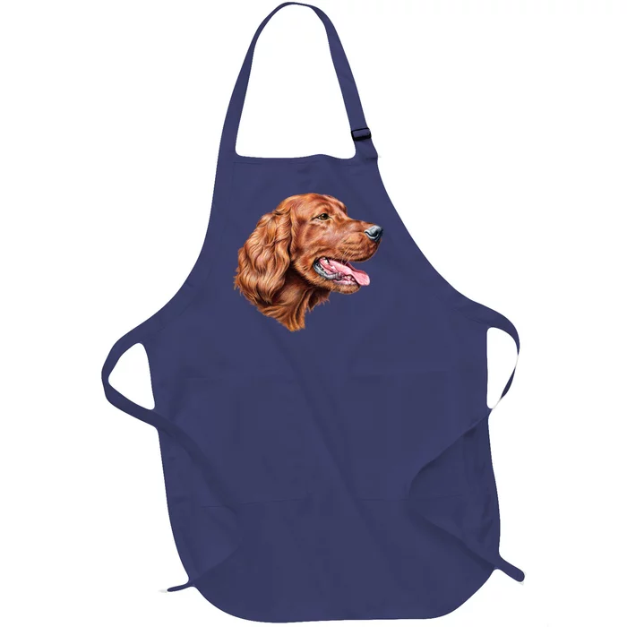 Irish Setter Portrait Full-Length Apron With Pocket