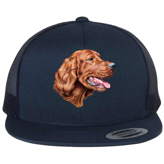 Irish Setter Portrait Flat Bill Trucker Hat