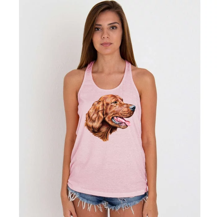 Irish Setter Portrait Women's Knotted Racerback Tank