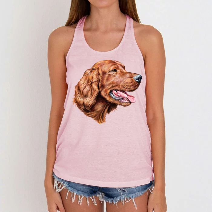 Irish Setter Portrait Women's Knotted Racerback Tank