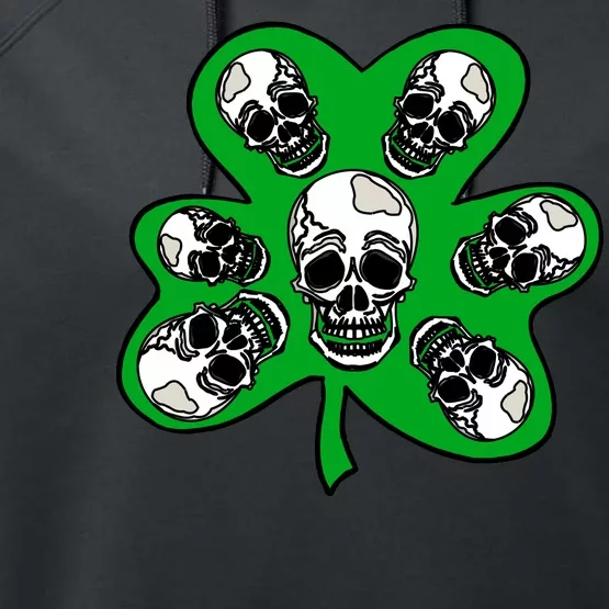 Irish Shamrock Clover Skulls Performance Fleece Hoodie