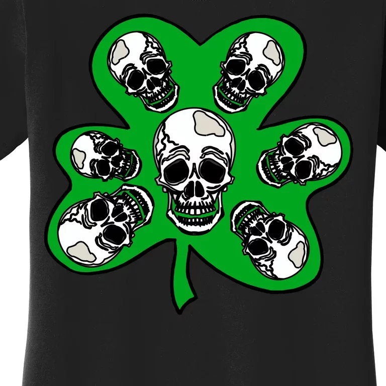 Irish Shamrock Clover Skulls Women's T-Shirt