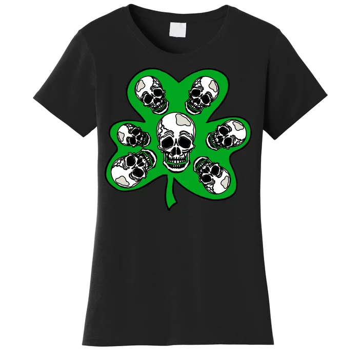 Irish Shamrock Clover Skulls Women's T-Shirt