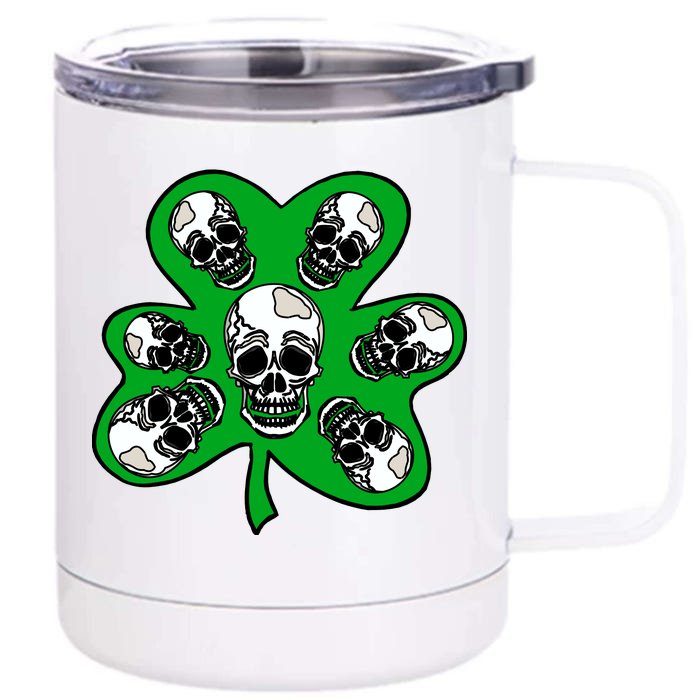 Irish Shamrock Clover Skulls Front & Back 12oz Stainless Steel Tumbler Cup