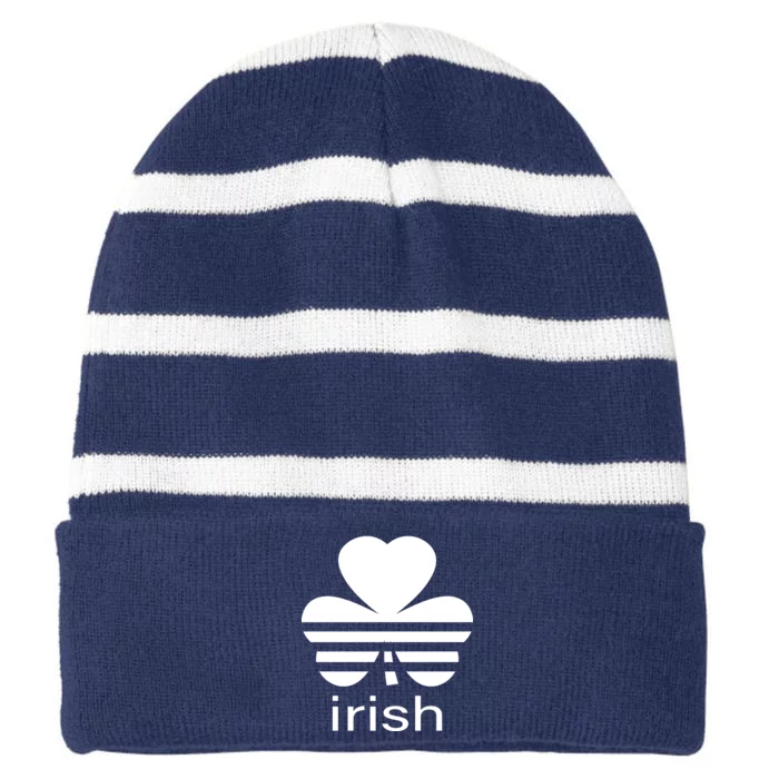 Irish Shamrock Logo Striped Beanie with Solid Band