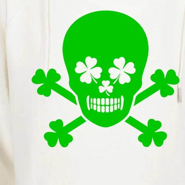 Irish Shamrock Skull Womens Funnel Neck Pullover Hood