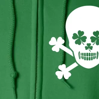 Irish Shamrock Skull Full Zip Hoodie