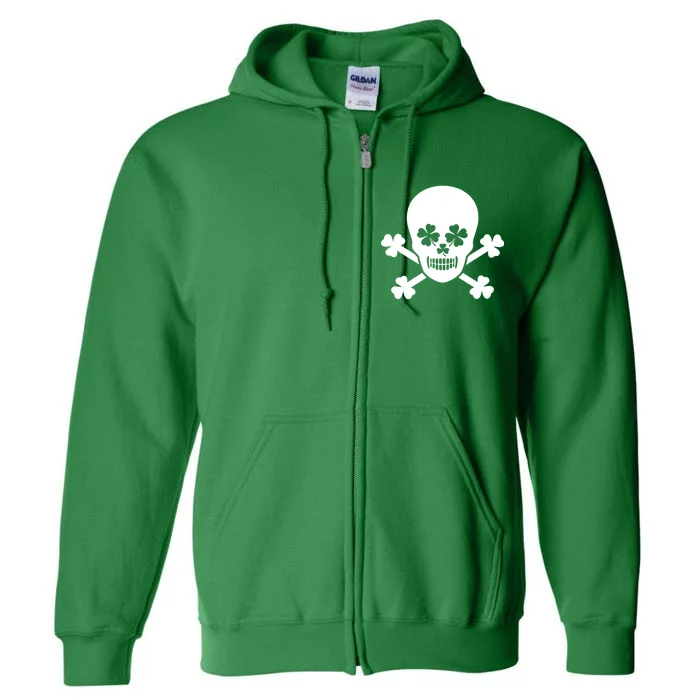 Irish Shamrock Skull Full Zip Hoodie