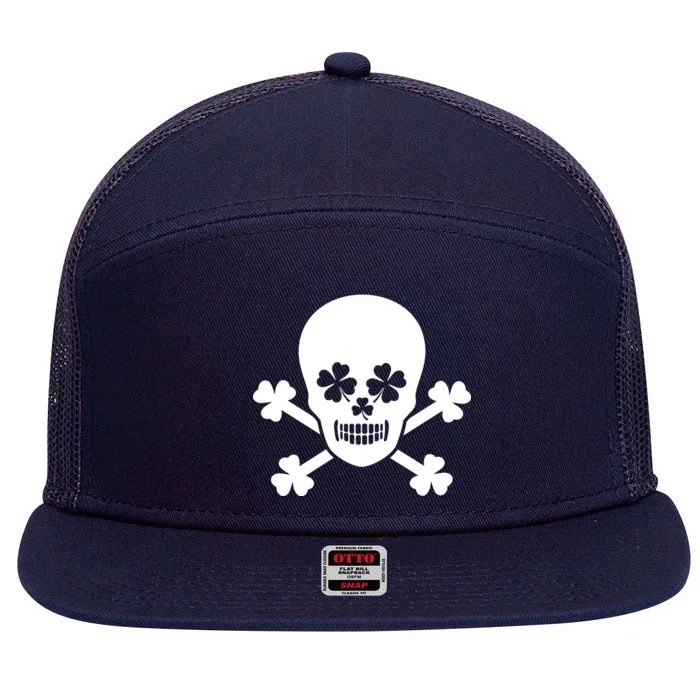 Irish Shamrock Skull 7 Panel Mesh Trucker Snapback Hat