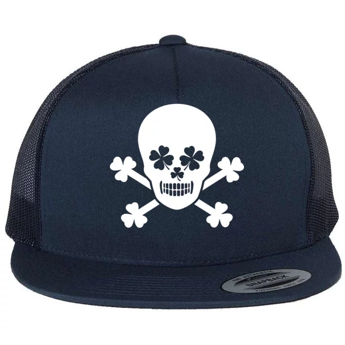 Irish Shamrock Skull Flat Bill Trucker Hat