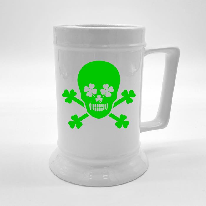 Irish Shamrock Skull Front & Back Beer Stein