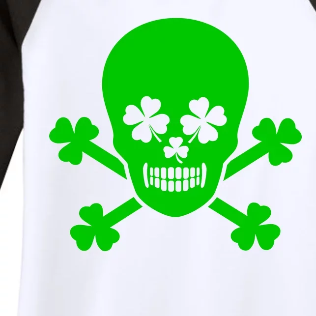 Irish Shamrock Skull Women's Tri-Blend 3/4-Sleeve Raglan Shirt