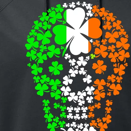 Irish Skull Ireland Clover Performance Fleece Hoodie