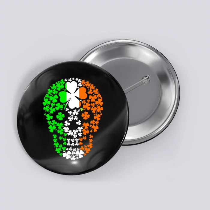 Irish Skull Ireland Clover Button