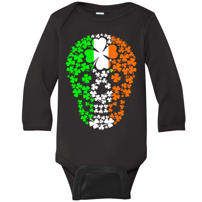 Irish Skull Ireland Clover Baby Long Sleeve Bodysuit