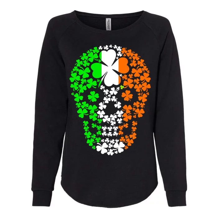 Irish Skull Ireland Clover Womens California Wash Sweatshirt