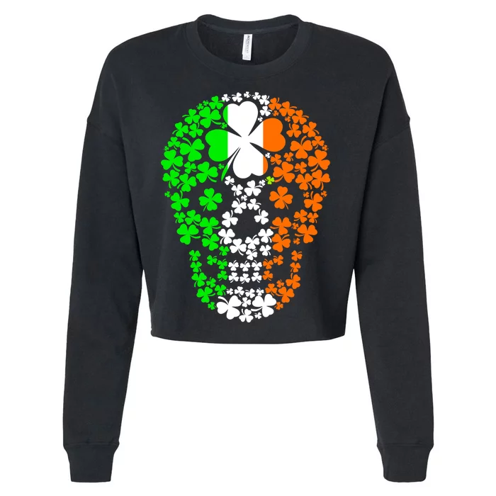 Irish Skull Ireland Clover Cropped Pullover Crew