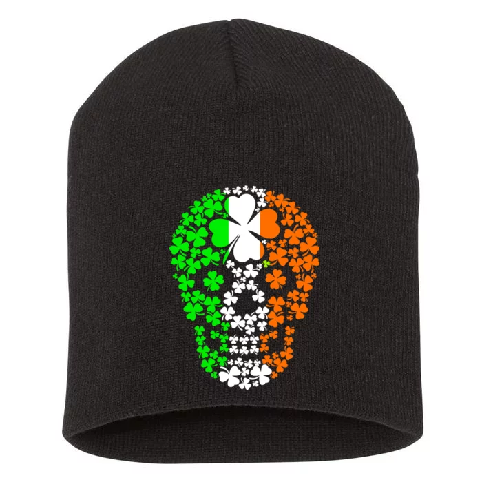 Irish Skull Ireland Clover Short Acrylic Beanie