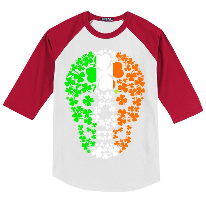 Irish Skull Ireland Clover Kids Colorblock Raglan Jersey