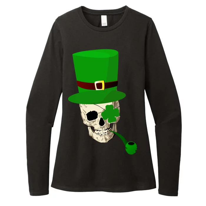 Irish Skull Smoking A Pipe Womens CVC Long Sleeve Shirt