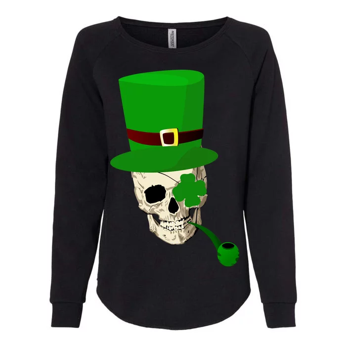 Irish Skull Smoking A Pipe Womens California Wash Sweatshirt