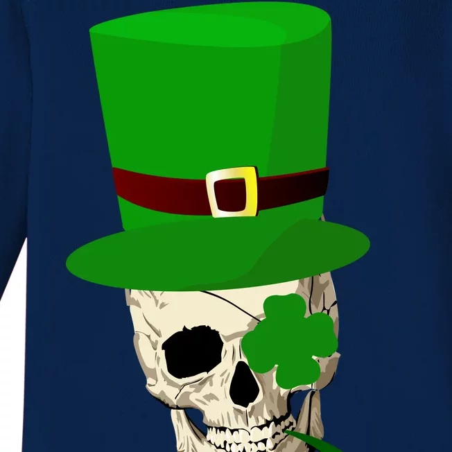 Irish Skull Smoking A Pipe Baby Long Sleeve Bodysuit