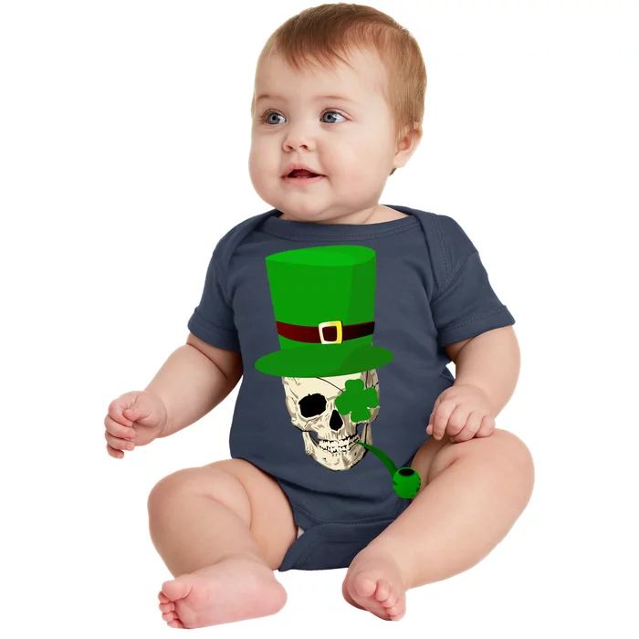 Irish Skull Smoking A Pipe Baby Bodysuit