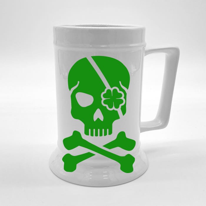 Irish Skull With A Pirate Clover Patch Front & Back Beer Stein