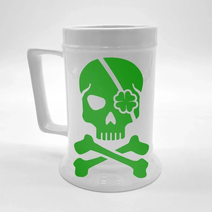 Irish Skull With A Pirate Clover Patch Front & Back Beer Stein