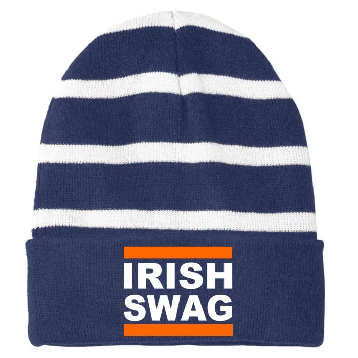 Irish Swag St. Patricks Day Funny Striped Beanie with Solid Band