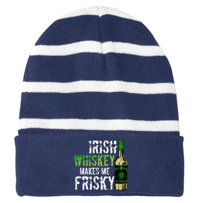 Irish Whisky Makes Me Frisky Striped Beanie with Solid Band