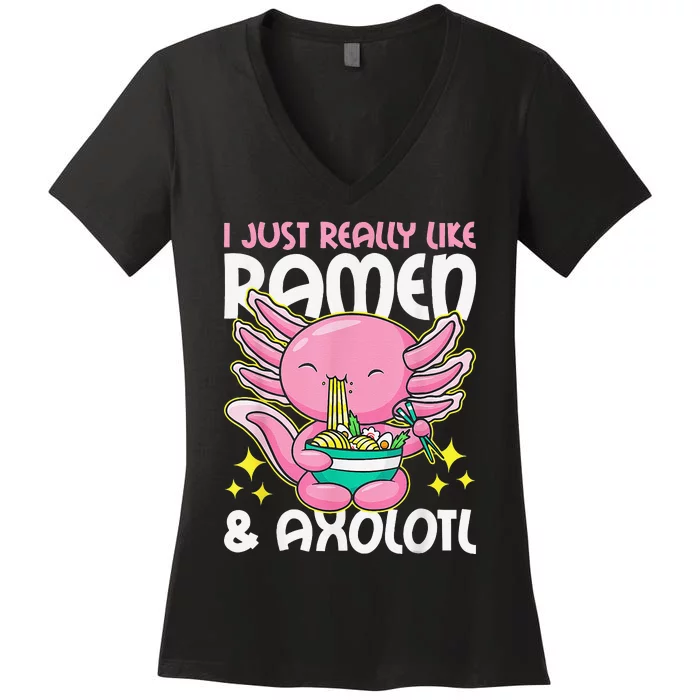 I Really Just love Ra & Axolotl Cute Anime Women's V-Neck T-Shirt