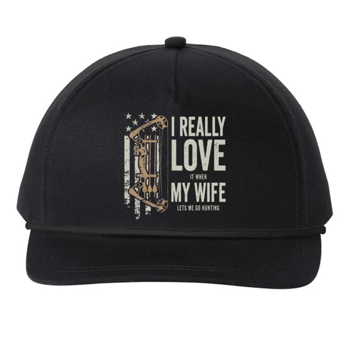 I Really Love It When My Wife Lets Me Go Hunting Funny Dad Snapback Five-Panel Rope Hat