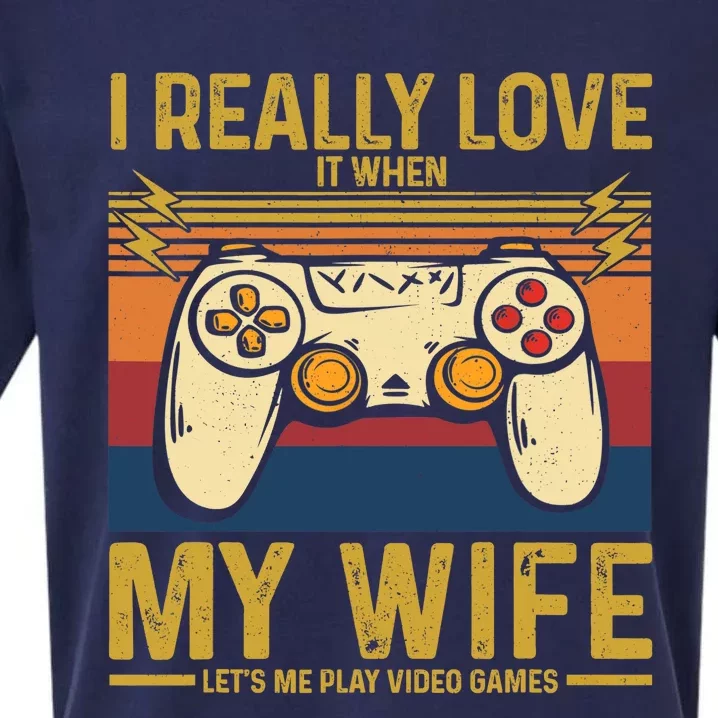 I Really Love It When My Wife Lets Me Play Video Games Sueded Cloud Jersey T-Shirt